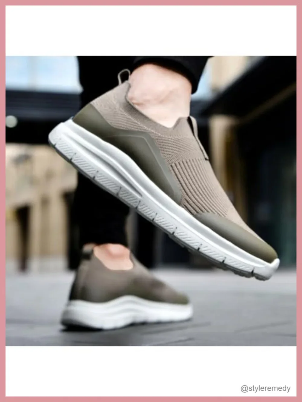 Wide Fit Slip On Walking Sneakers Men's Breathable Knit Memory Foam